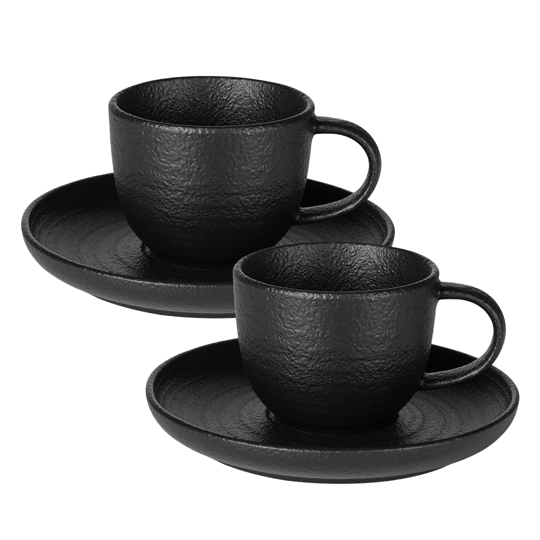 Set od dve keramičke šolje za cappuccino sa tacnama, 2 x 180 ml
